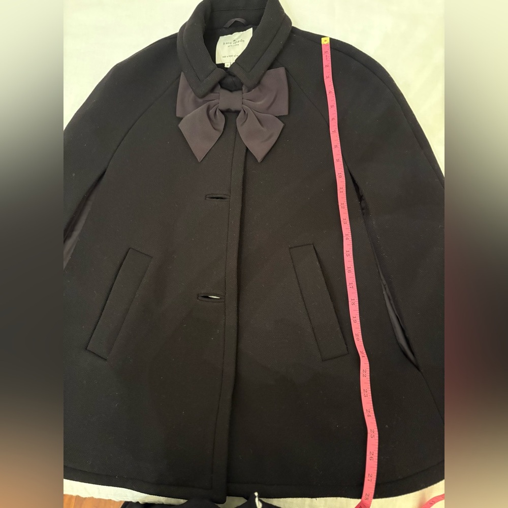 Kate Spade Black Wool Cape with Bow Accent - Picture 10 of 14